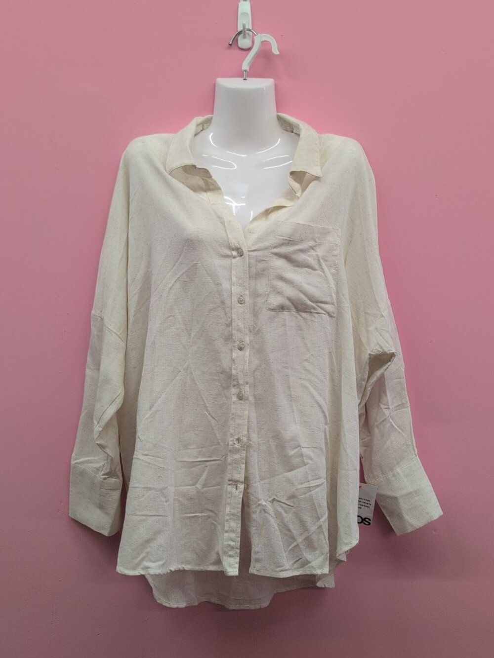 ASOS Design Curve Belle Oversized Beach Shirt Coverup US 2 Natural